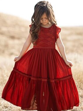 Joyfolie Red Lace Bodice Maxi Dress for Girls